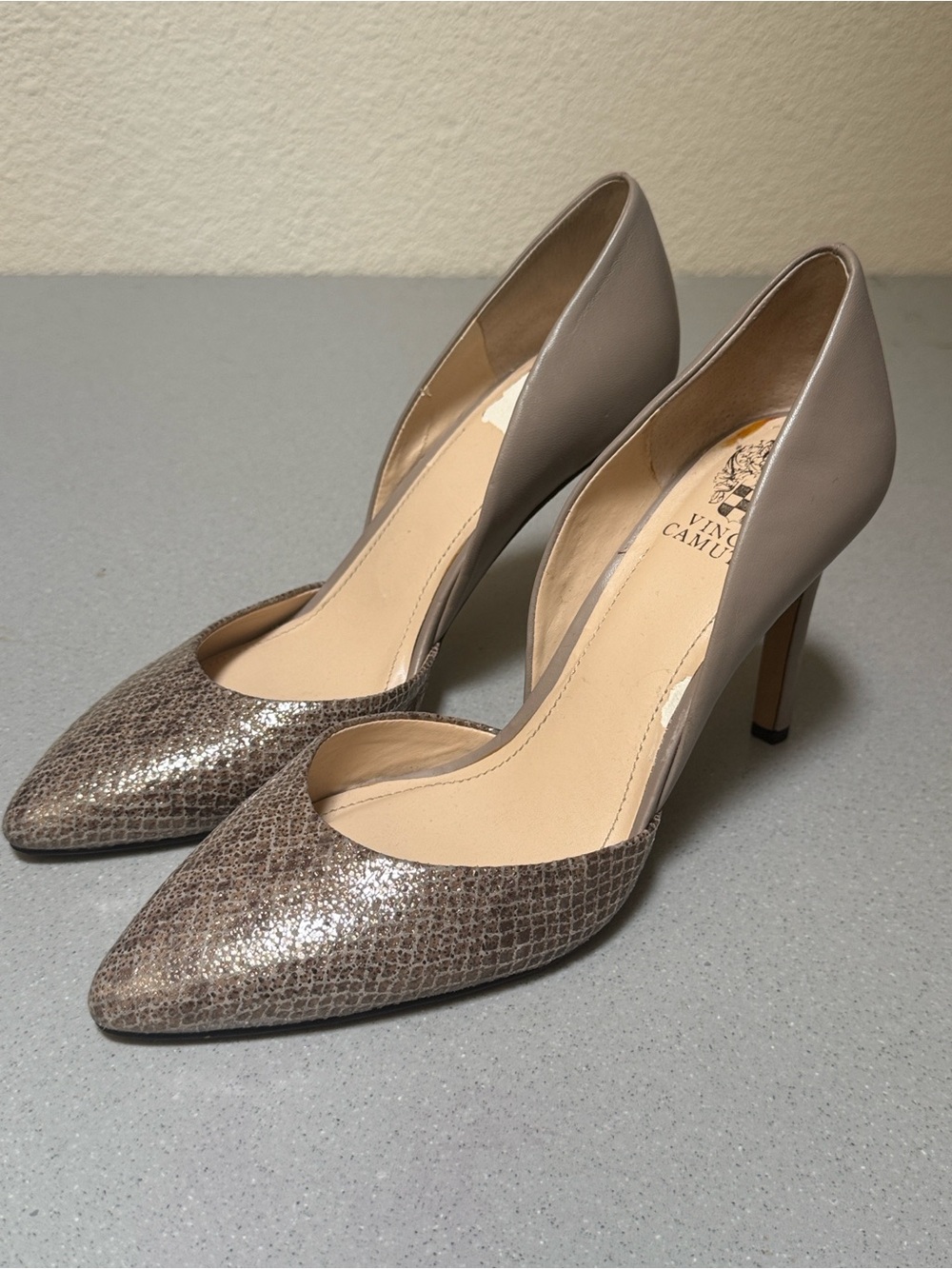 Vince Camuto Women's Taupe Leather D’Orsay Pump Final Sale